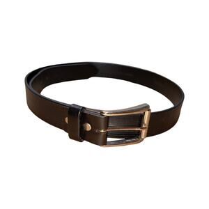 Remo Tulliani Black Genuine Italian Leather Solid Brass Belt Size: 38